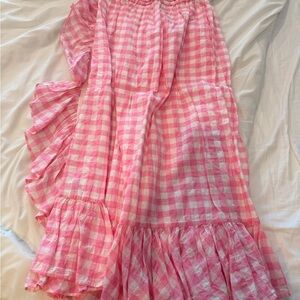 Pink Gingham Ruffle Dress